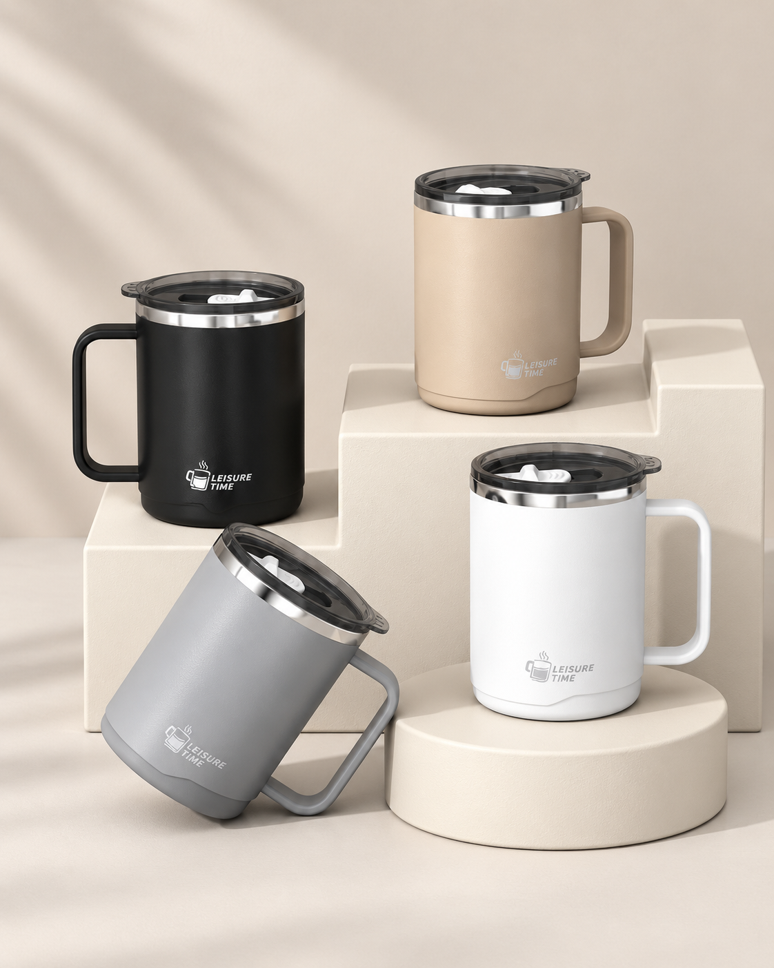 Taza Térmica Office Cup 500 ml con Asa – Acero Inoxidable y Tapa Antiderrames